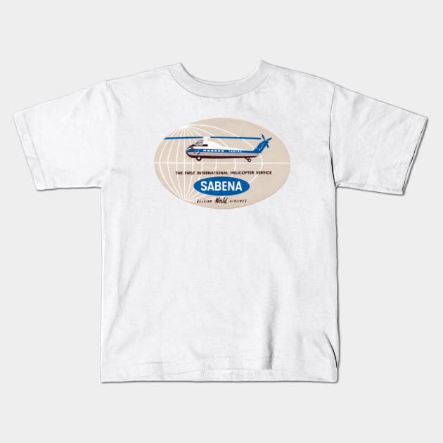 1953 Sabena Helicopter Service Kids T-Shirt by historicimage